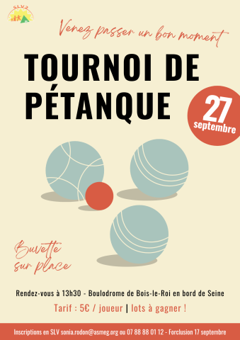 TOURNOI PETANQUE SLV2 27/09/2026